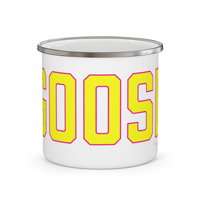 Goose Zip Code Yellow & Pink Enamel Camping Mug