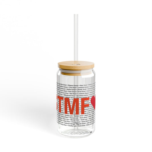 Stamford Love Glass Can with Straw and Lid, 16oz