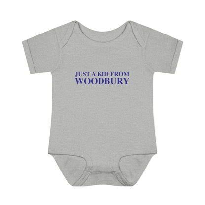 Just a kid from Woodbury Infant Baby Rib Bodysuit