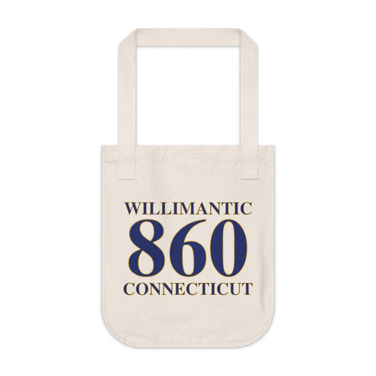 Willimantic 860 Connecticut  Organic Canvas Tote Bag