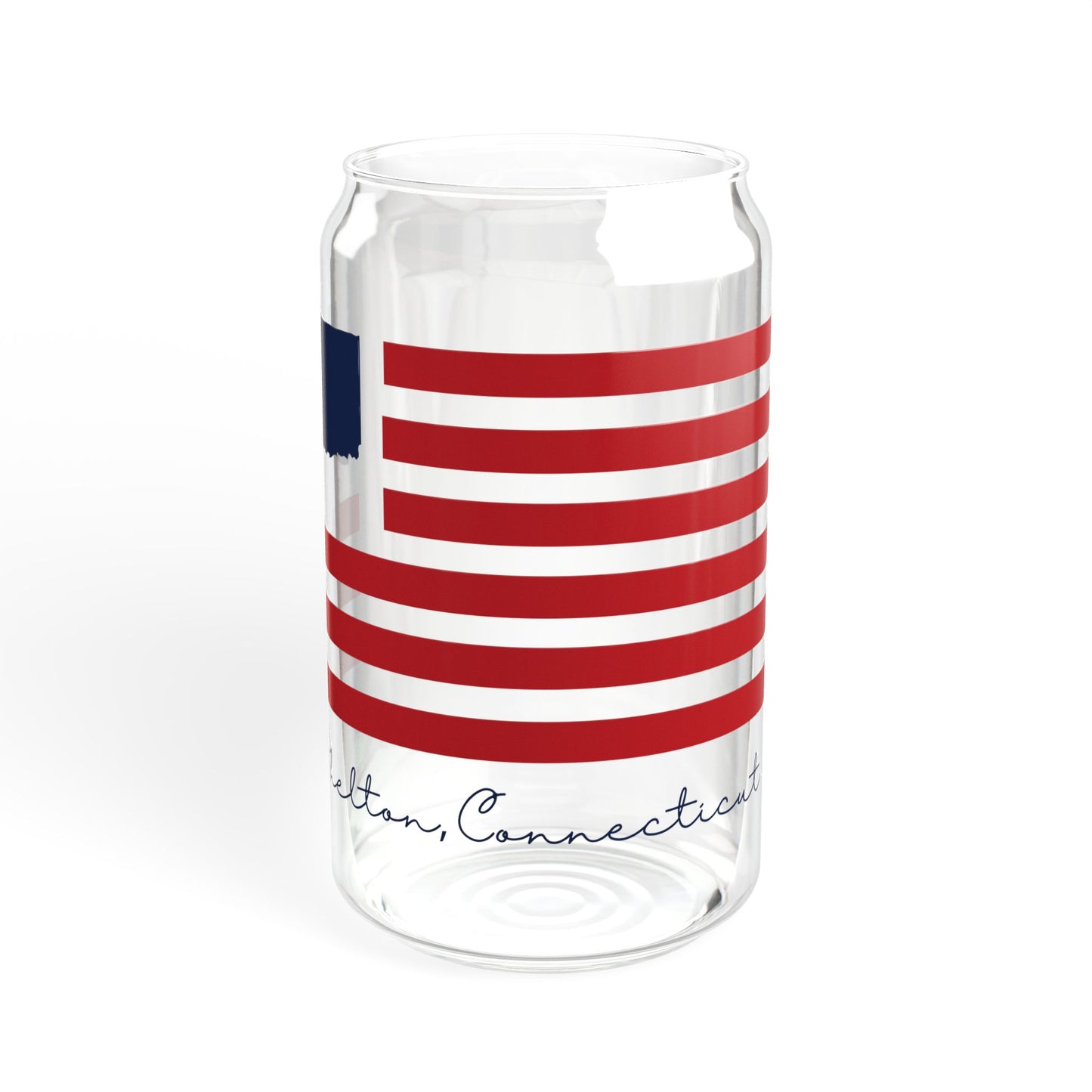 Shelton Connecticut Flag Sipper Glass, 16oz