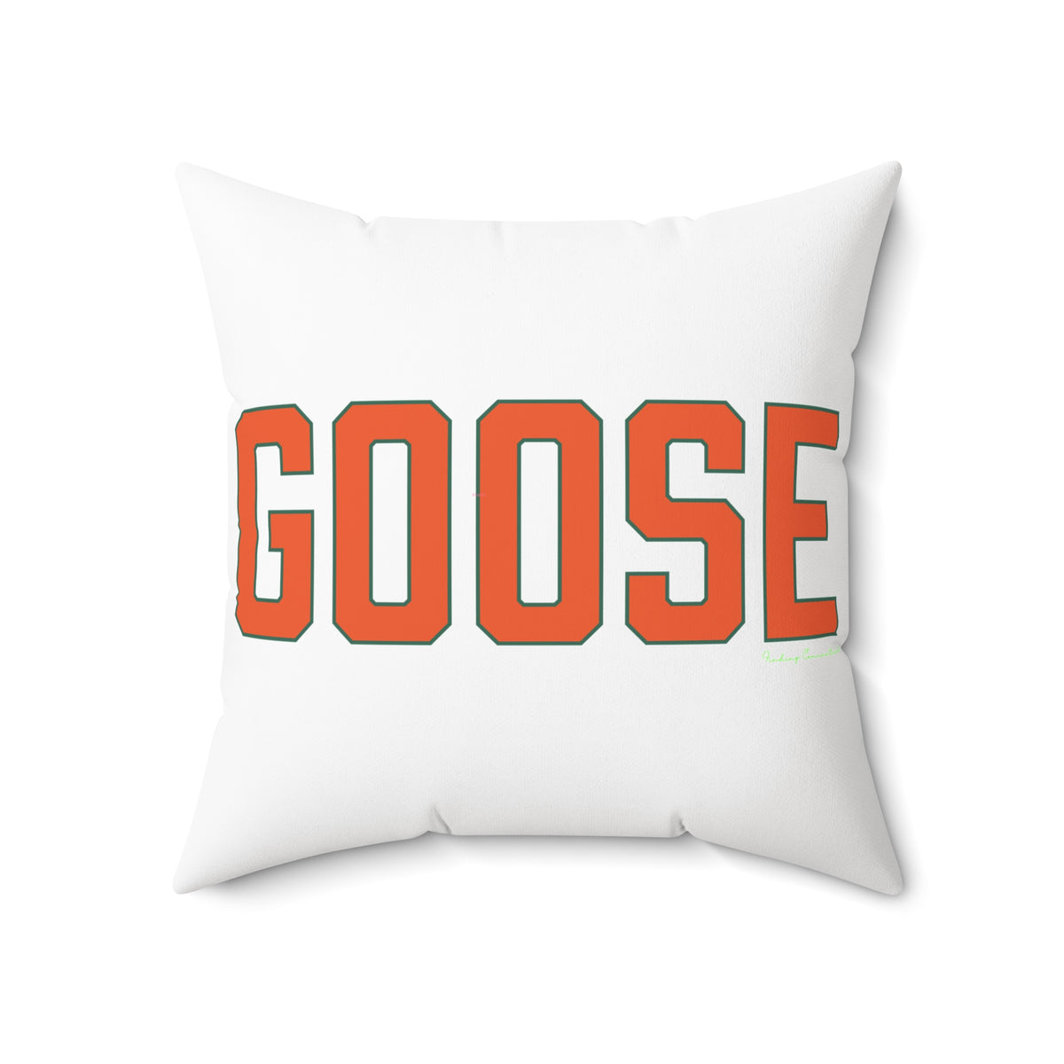 Goose Zip Code Orange & Green Spun Polyester Square Pillow