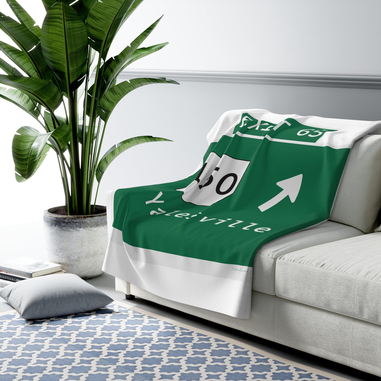Vintage WCP Exit 65 Sign Sherpa Fleece Blanket