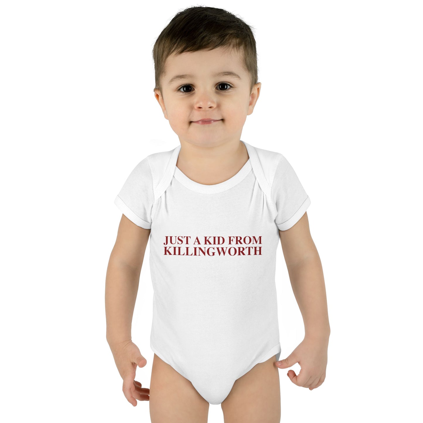Just a kid from Killingworth Infant Baby Rib Bodysuit