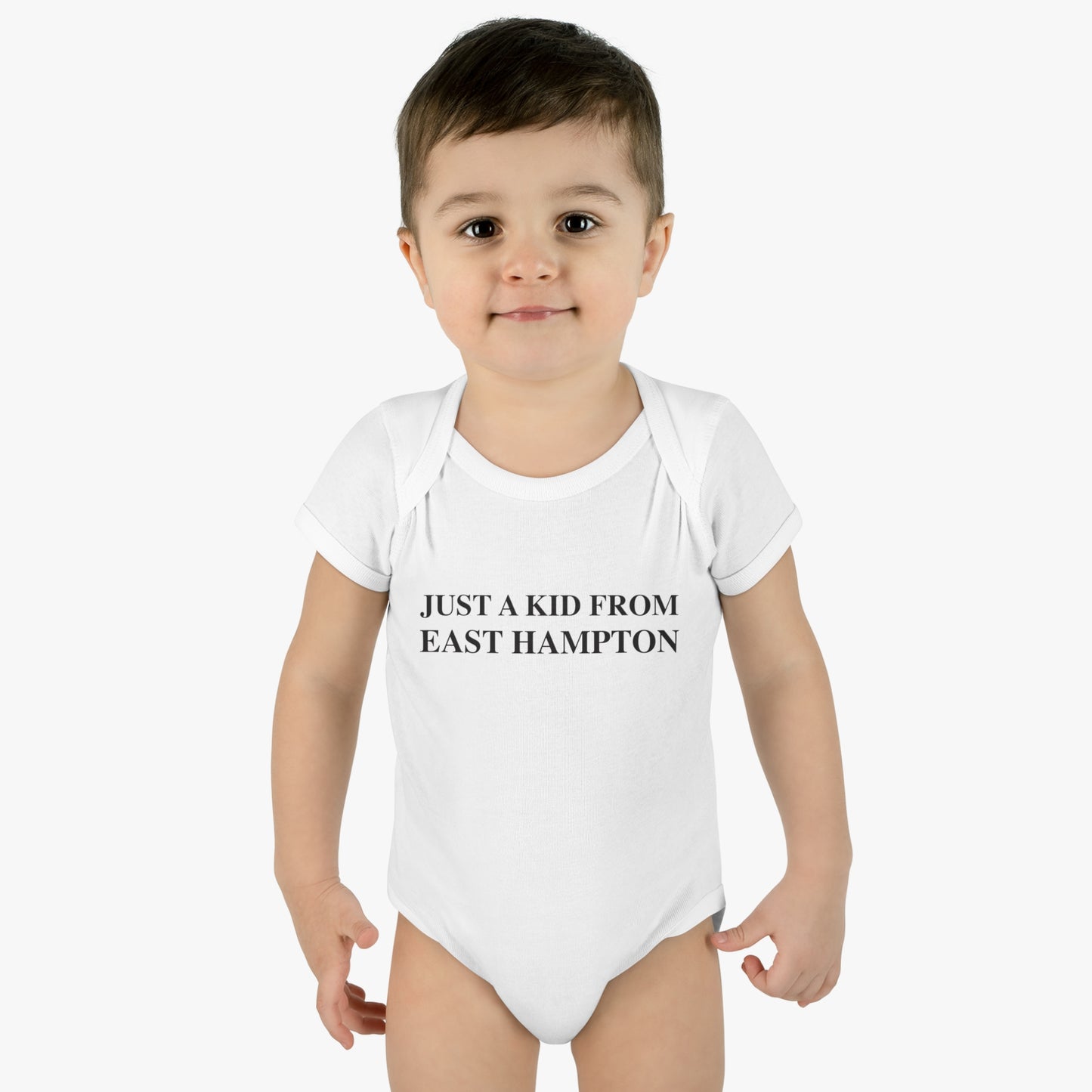 Just a kid from East Hampton Infant Baby Rib Bodysuit