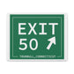 Vintage Exit 50  Merritt Parkway Sign Matte Canvas, Stretched, 1.25"