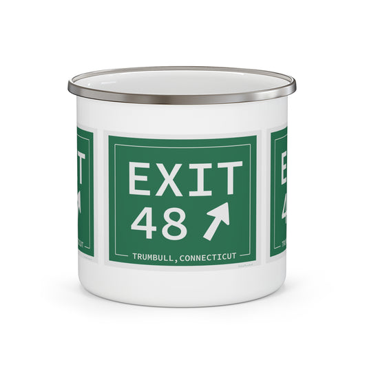 Vintage Exit 48 Merritt Parkway Sign Enamel Camping Mug
