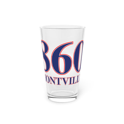 860 Montville Red, White & Blue Pint Glass, 16oz