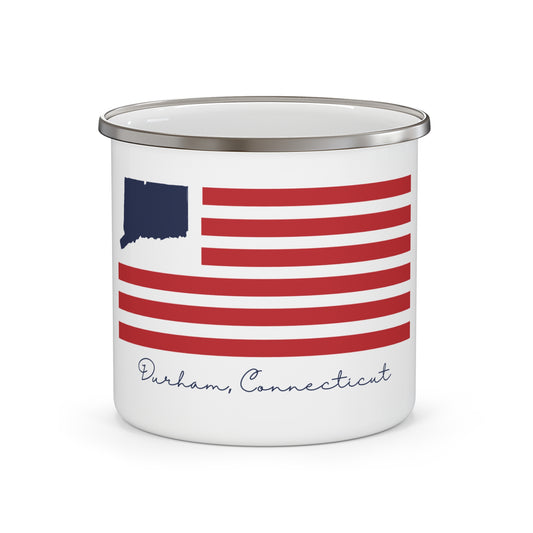 Durham Connecticut Flag Enamel Camping Mug