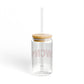 New Canaan Love Glass Can with Straw and Lid, 16oz