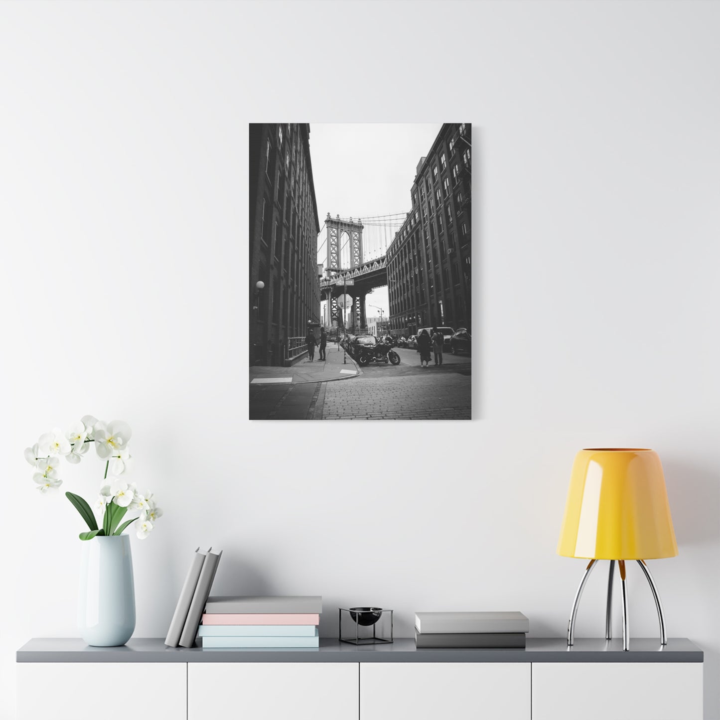 Manhattan Bridge Black and White Matte Canvas, Stretched, 1.25"