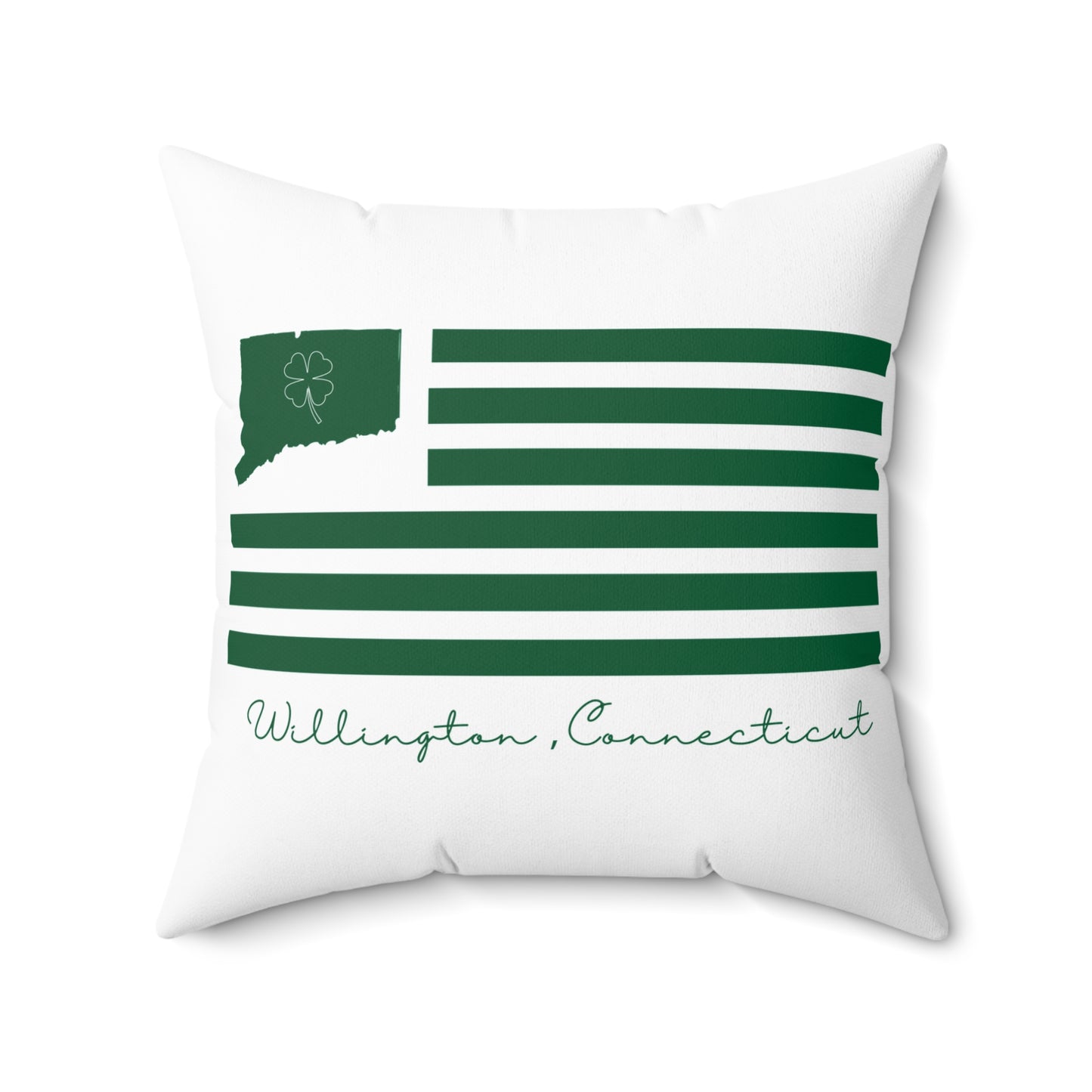 Willington Connecticut St. Patrick’s Day Flag Spun Polyester Square Pillow