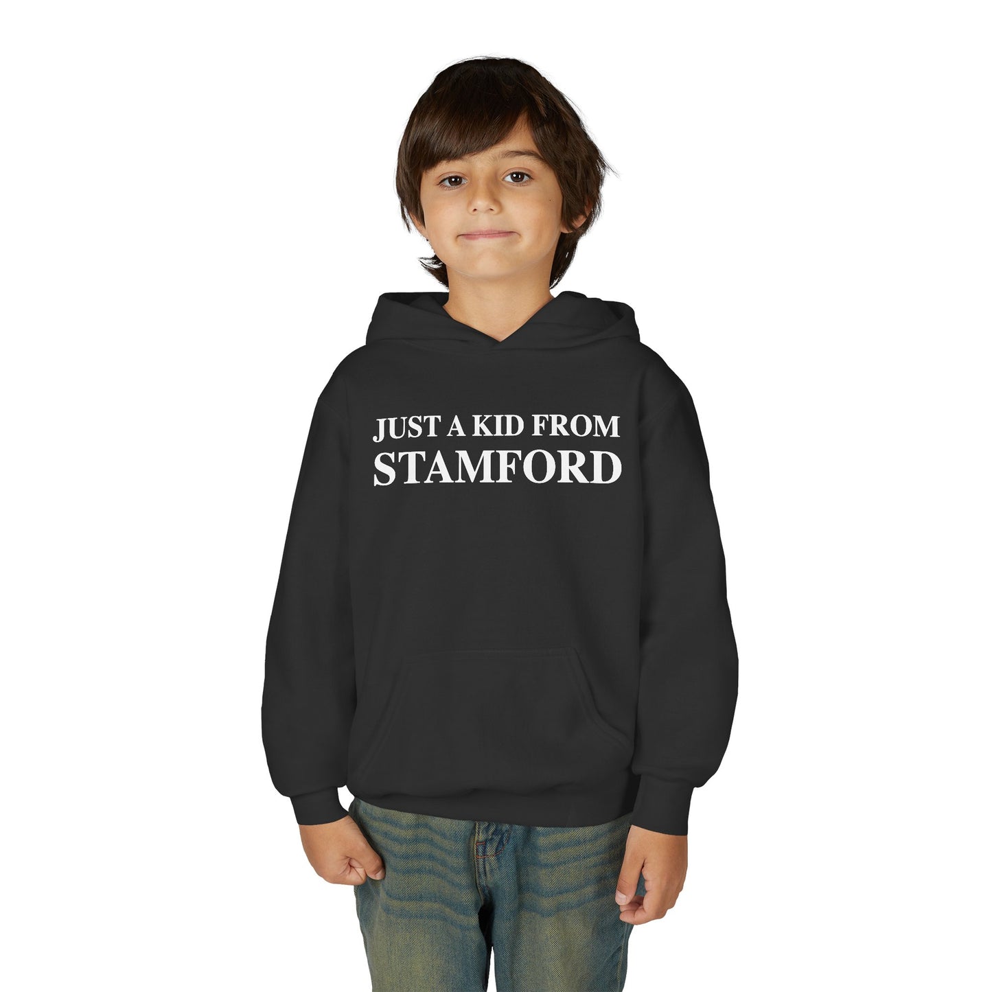 Just a kid from Stamford Youth Heavy Blend Hooded Sweatshirt