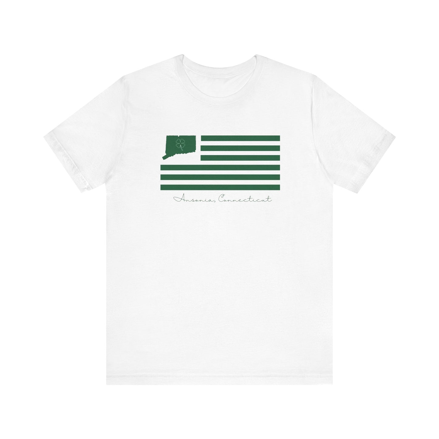 Ansonia Connecticut St Patrick’s Day Flag Unisex Jersey Short Sleeve T-Shirt