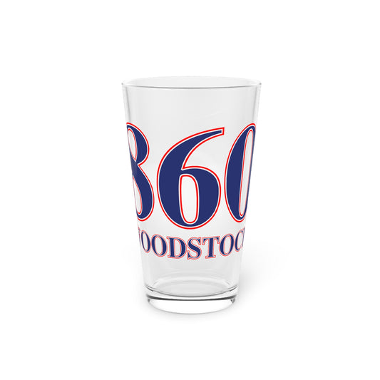 860 Woodstock Red, White & Blue Pint Glass, 16oz