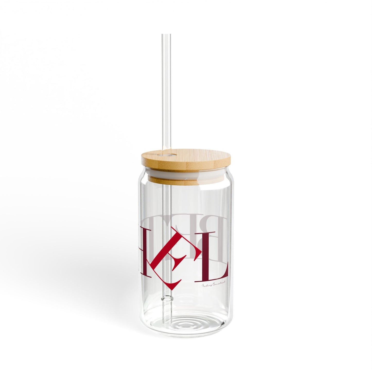 41 Tilt Bethel Glass Can with Straw and Lid, 16oz