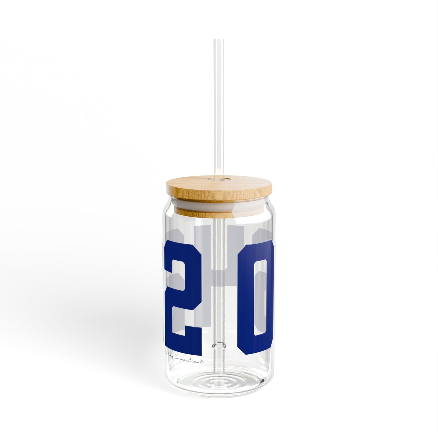 06422 Durham Connecticut Zip Code Glass Can with Straw and Lid, 16oz
