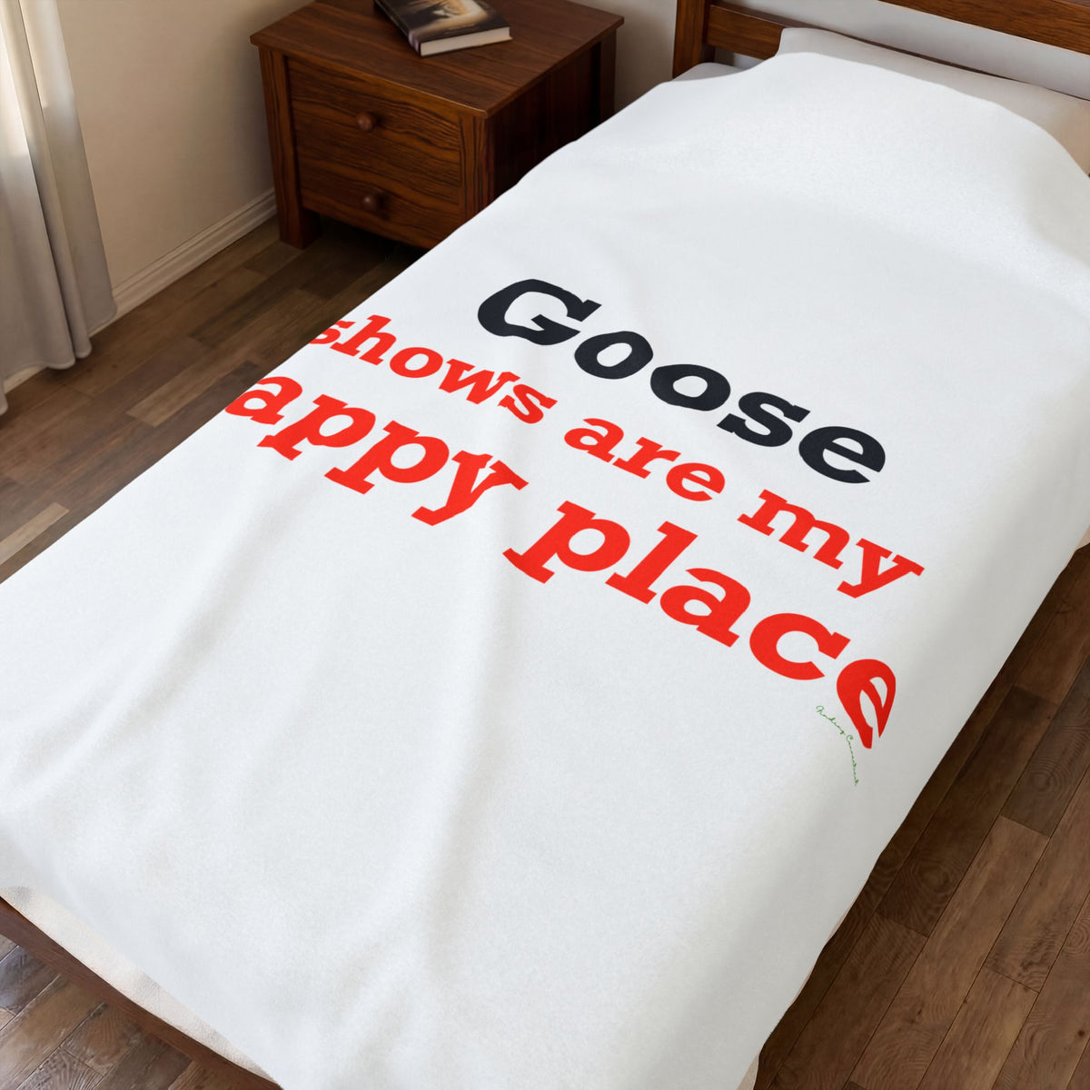 Goose Shows Are My Happy Place  - Blue & Orange Velveteen Plush Blanket