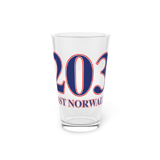 203 East Norwalk Red, White & Blue Pint Glass, 16oz
