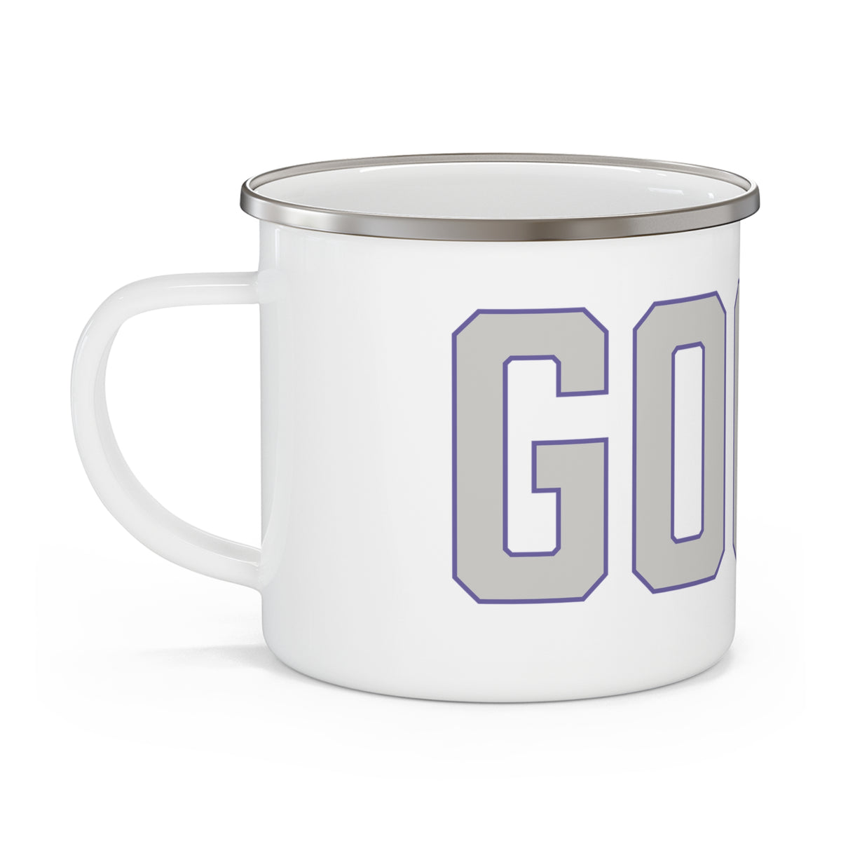 Goose Zip Code - Gray & Purple Enamel Camping Mug