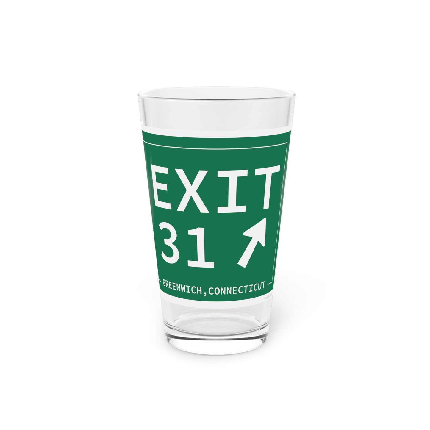 Vintage Exit 31 Merritt Parkway Sign Pint Glass, 16oz