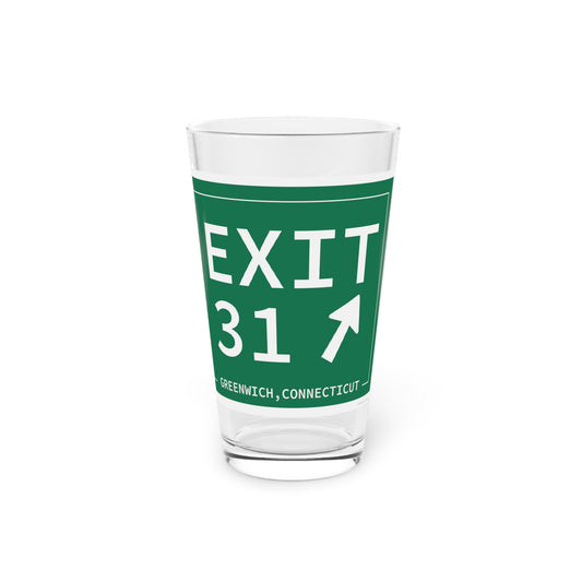 Vintage Exit 31 Merritt Parkway Sign Pint Glass, 16oz