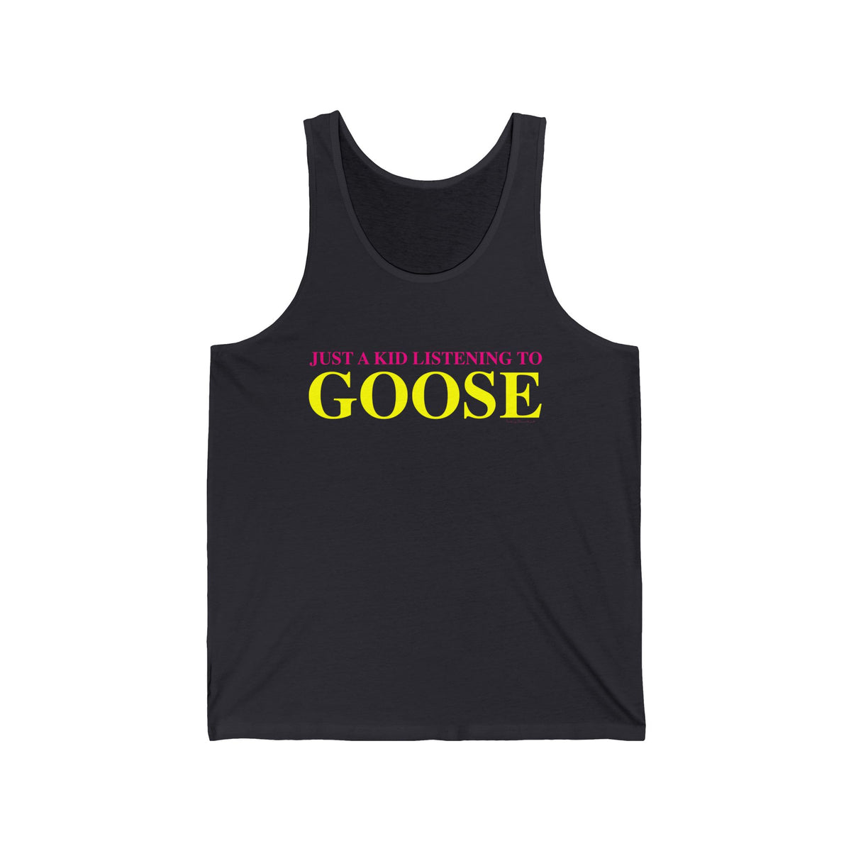 Just a kid listening to Goose - Yellow & Pink Unisex Jersey Tank Top