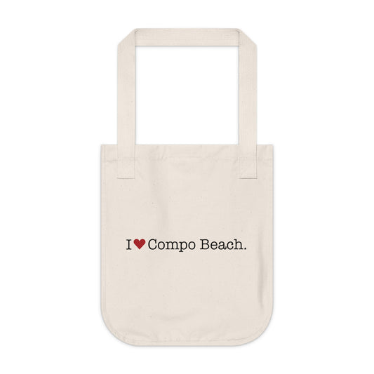 I Heart Compo Beach. Organic Canvas Tote Bag
