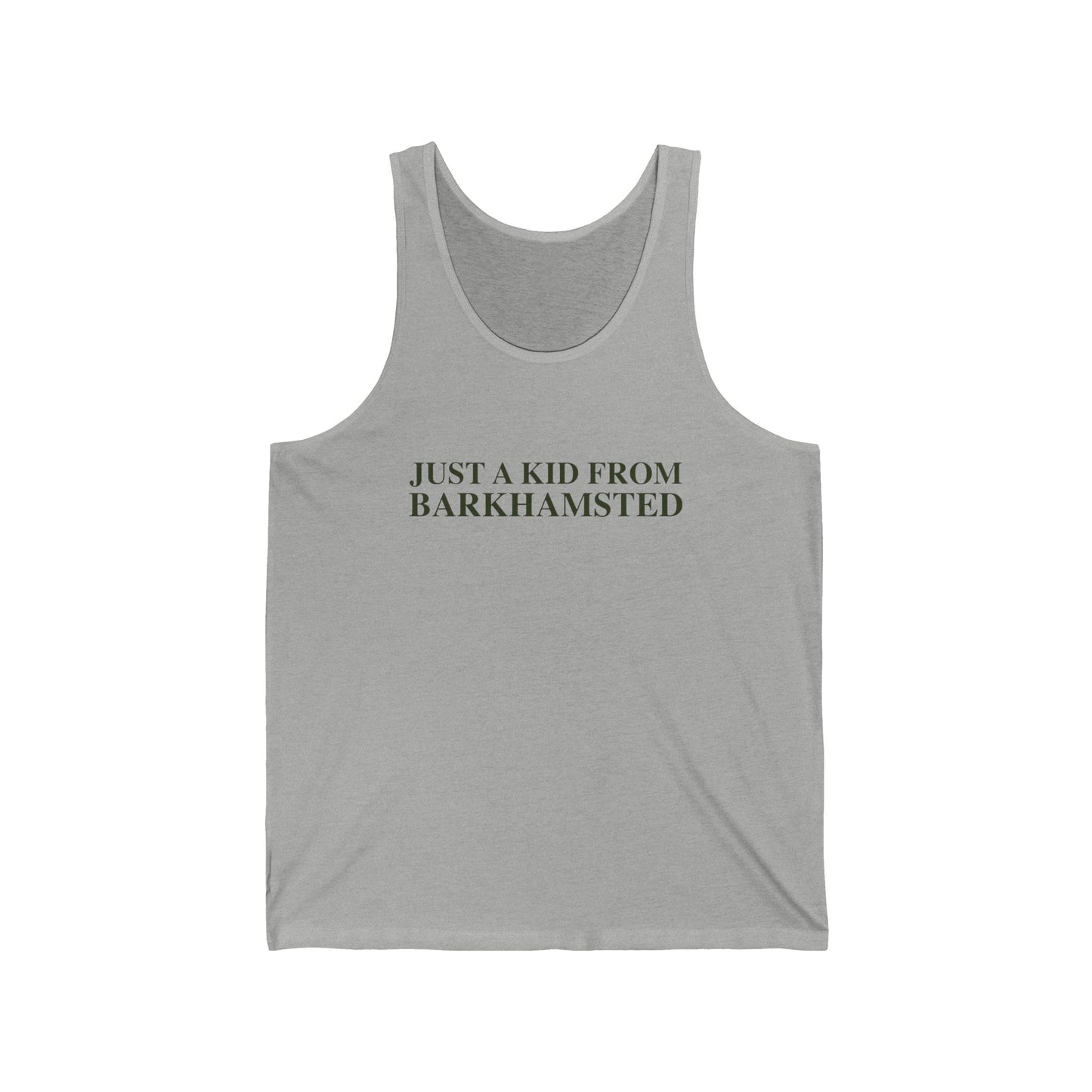 Just a kid from Barkhamsted Unisex Jersey Tank Top