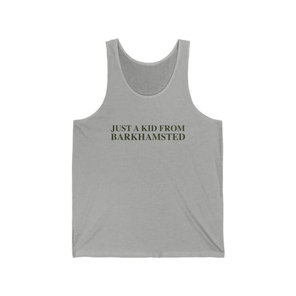 Just a kid from Barkhamsted Unisex Jersey Tank Top