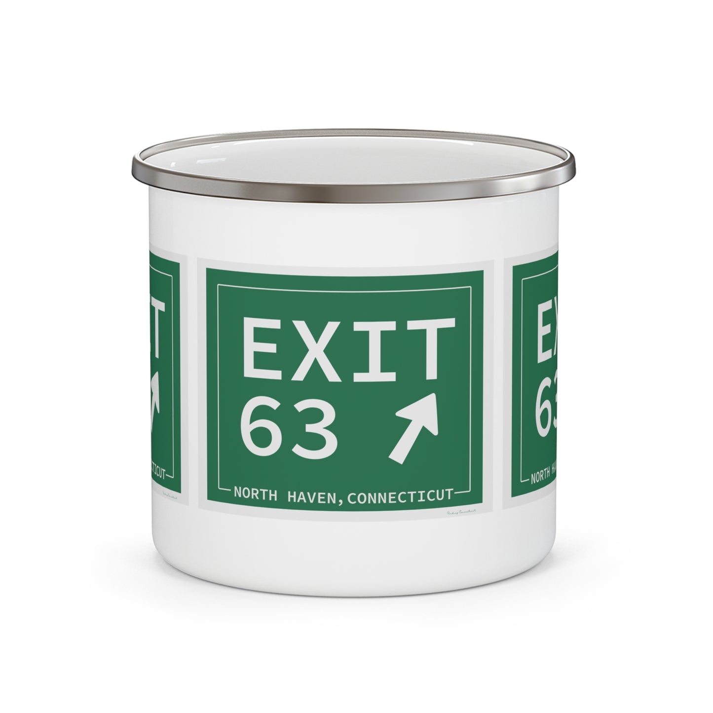 Vintage Exit 63 WCP Sign Enamel Camping Mug