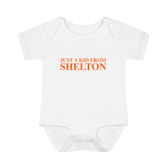 Just a kid from Shelton Infant Baby Rib Bodysuit