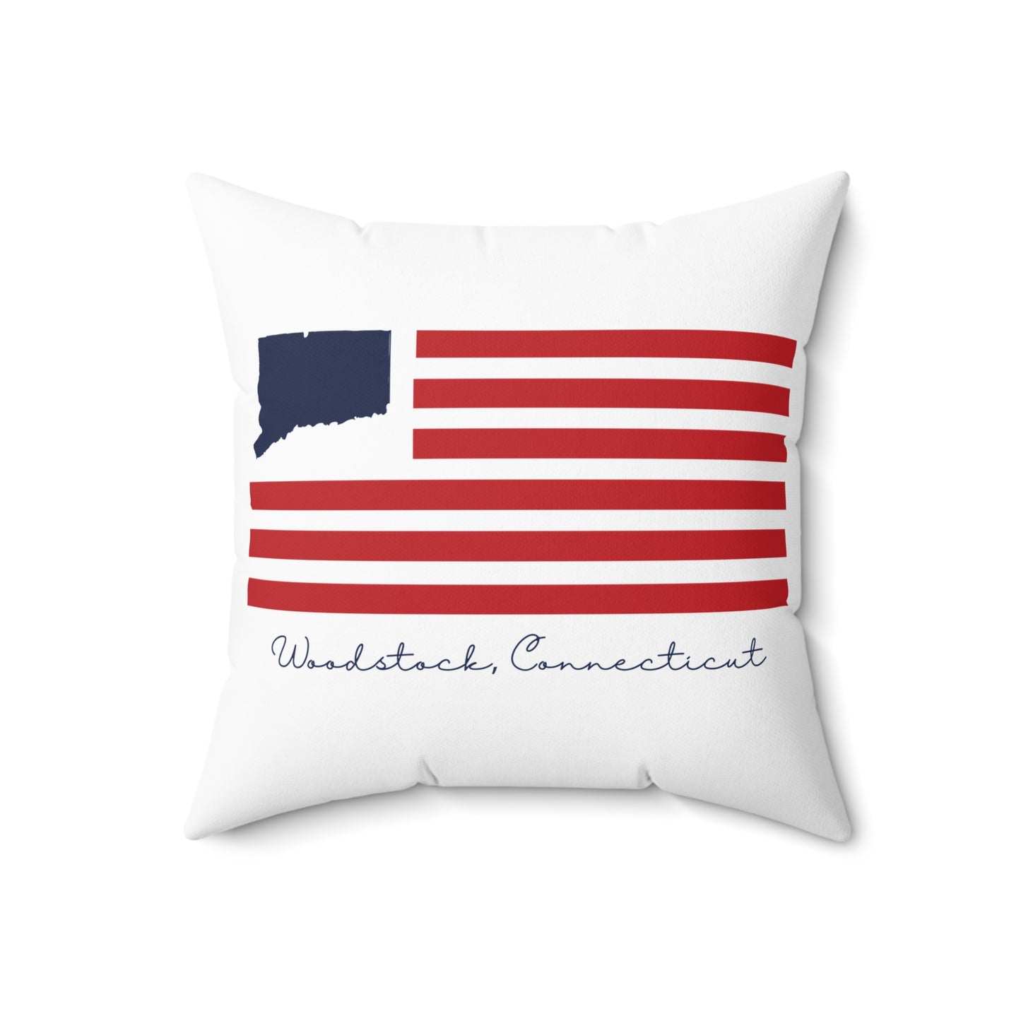 Woodstock Connecticut Flag Spun Polyester Square Pillow