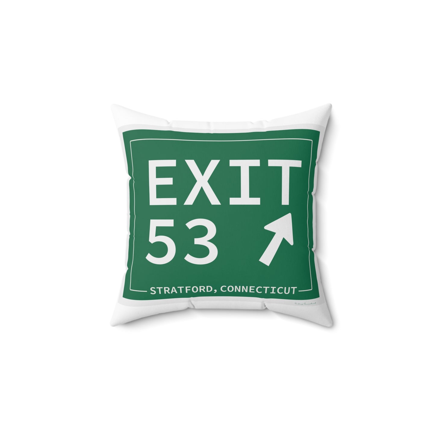 Vintage Exit 53  Merritt Parkway Sign Spun Polyester Square Pillow