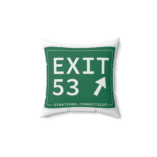 Vintage Exit 53  Merritt Parkway Sign Spun Polyester Square Pillow