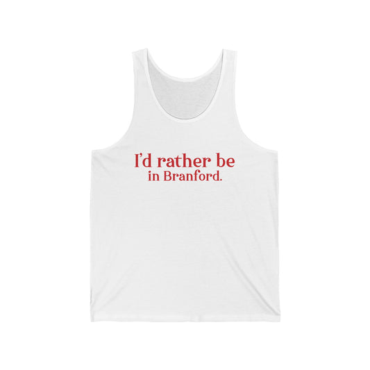 I'd rather be in Branford. Unisex Jersey Tank