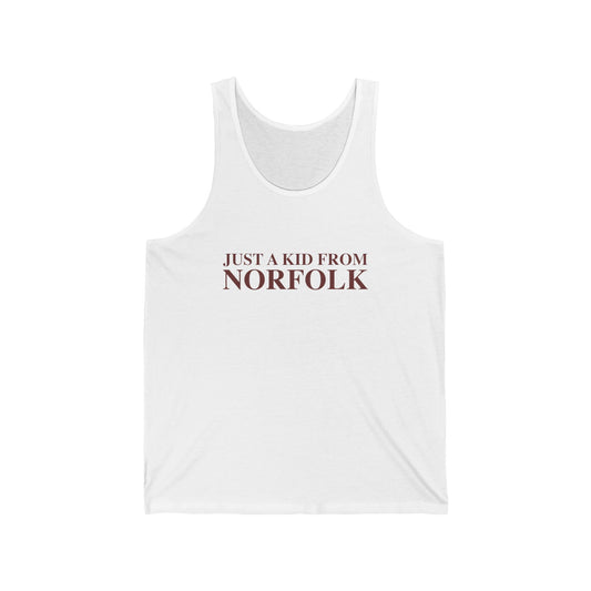 Just a kid from Norfolk Unisex Jersey Tank Top