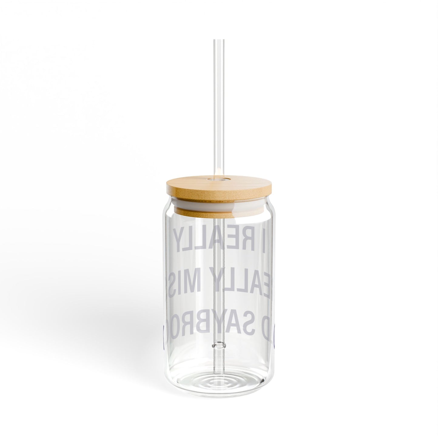 I Really Really Miss Old Saybrook Glass Can with Straw and Lid, 16oz