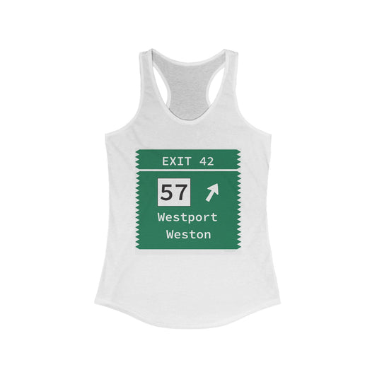 Vintage Merritt Parkway Exit 42 Sign Women's Ideal Racerback Tank Top