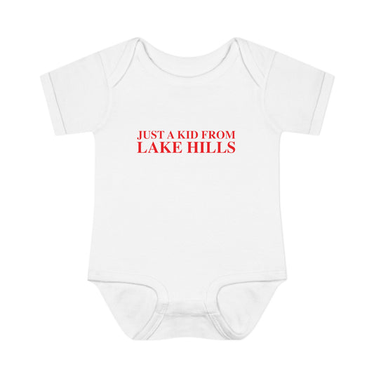 Just a kid from Lake Hills Infant Baby Rib Bodysuit