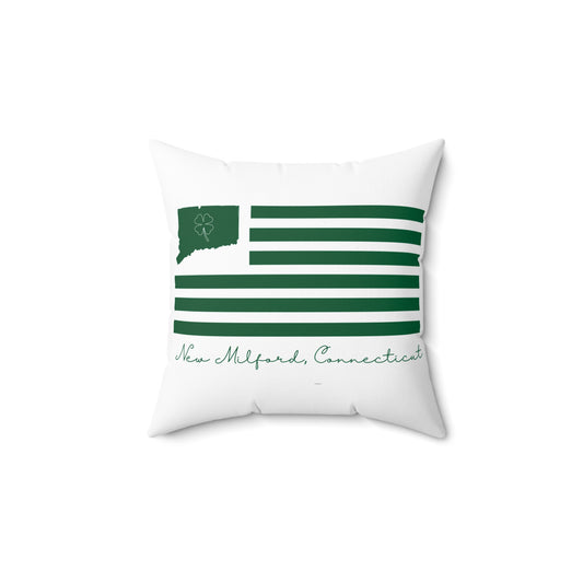 New Milford Connecticut St. Patrick’s Day Flag Spun Polyester Square Pillow