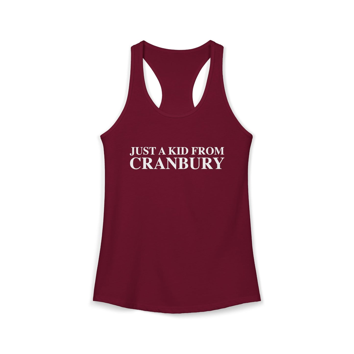 Just a kid from Cranbury Women's Ideal Racerback Tank Top