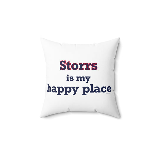Storrs Is My Happy Place Spun Polyester Square Pillow