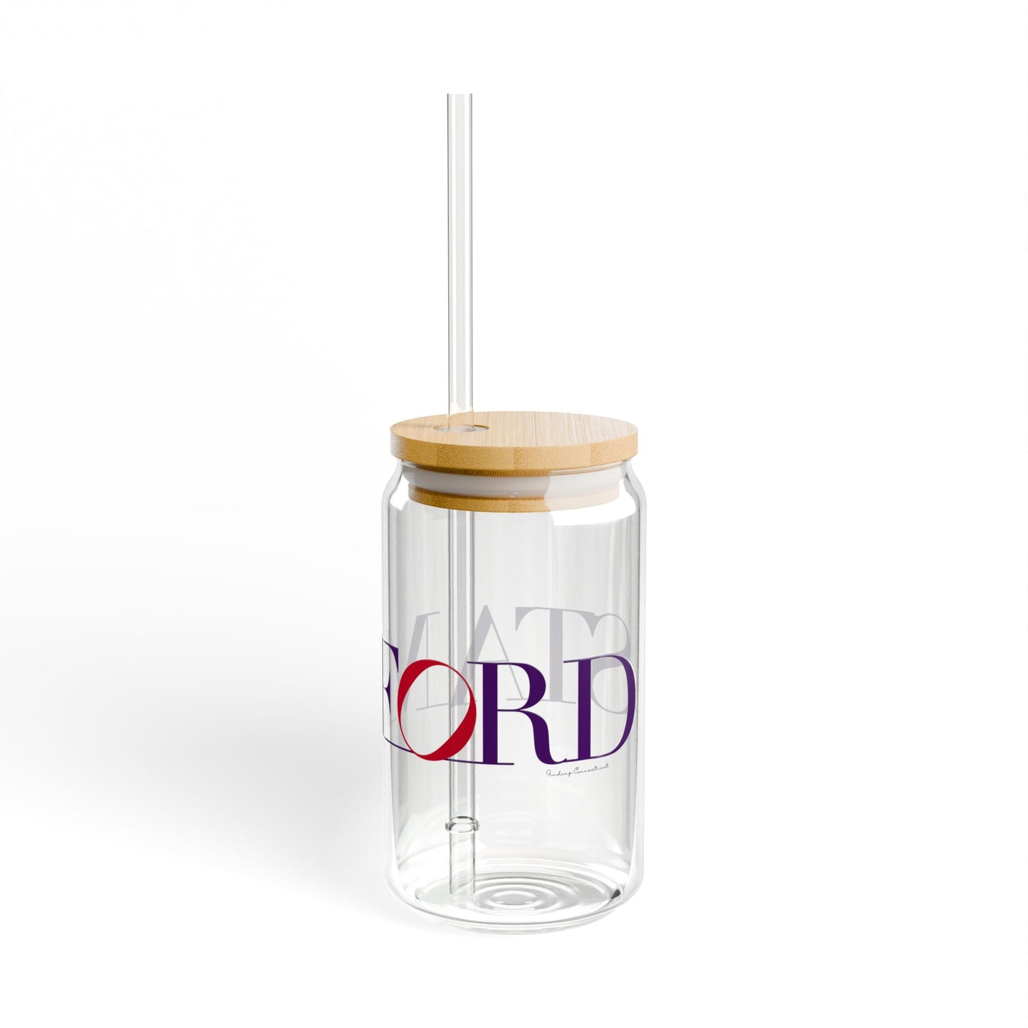 41 Tilt Stamford Glass Can with Straw and Lid, 16oz