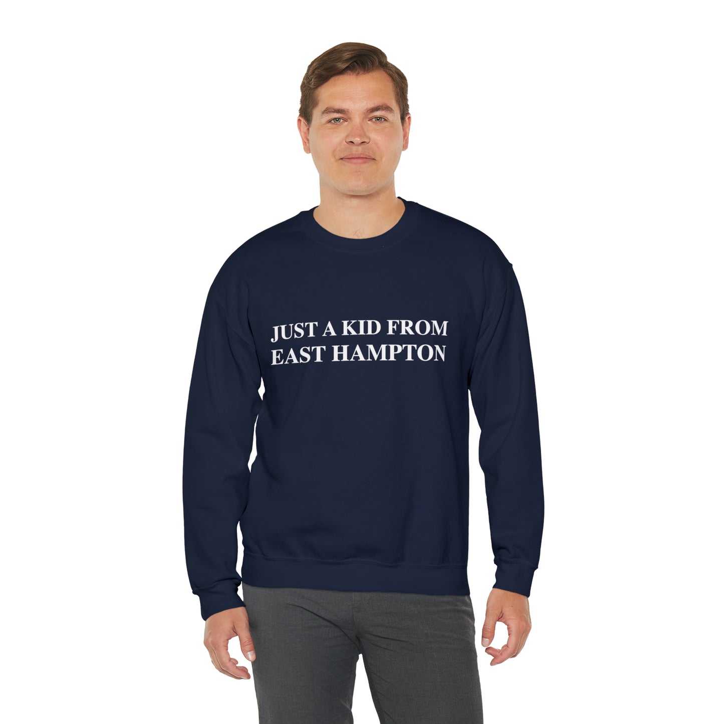 Copy of Just a kid from East Hampton Unisex Heavy Blend™ Crewneck Sweatshirt (white)