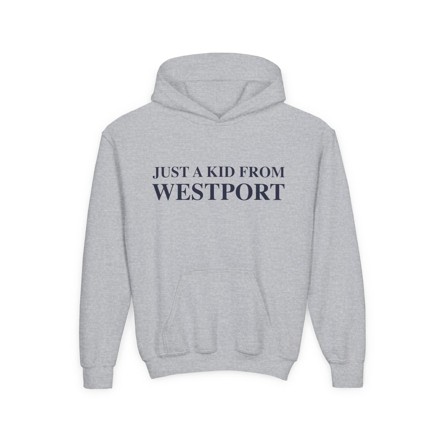 Just a kid from Westport Youth Heavy Blend Hooded Sweatshirt