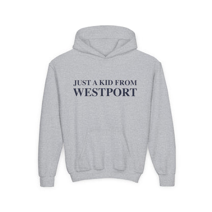 Just a kid from Westport Youth Heavy Blend Hooded Sweatshirt