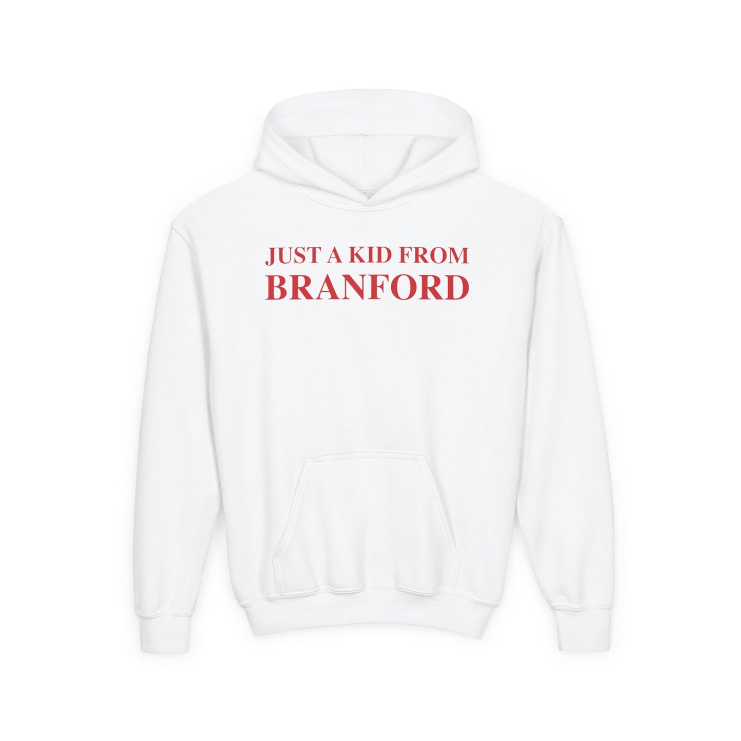 Just a kid from Branford Youth Heavy Blend Hooded Sweatshirt
