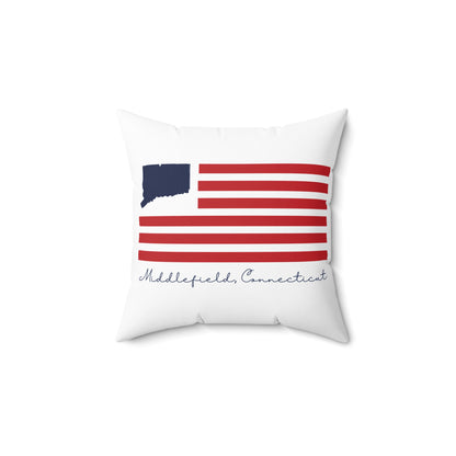 Middlefield Connecticut Flag Spun Polyester Square Pillow