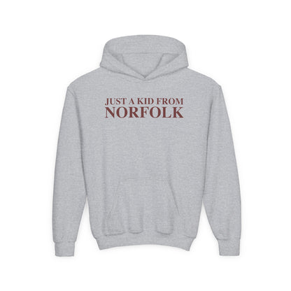Just a kid from Norfolk Youth Heavy Blend Hooded Sweatshirt